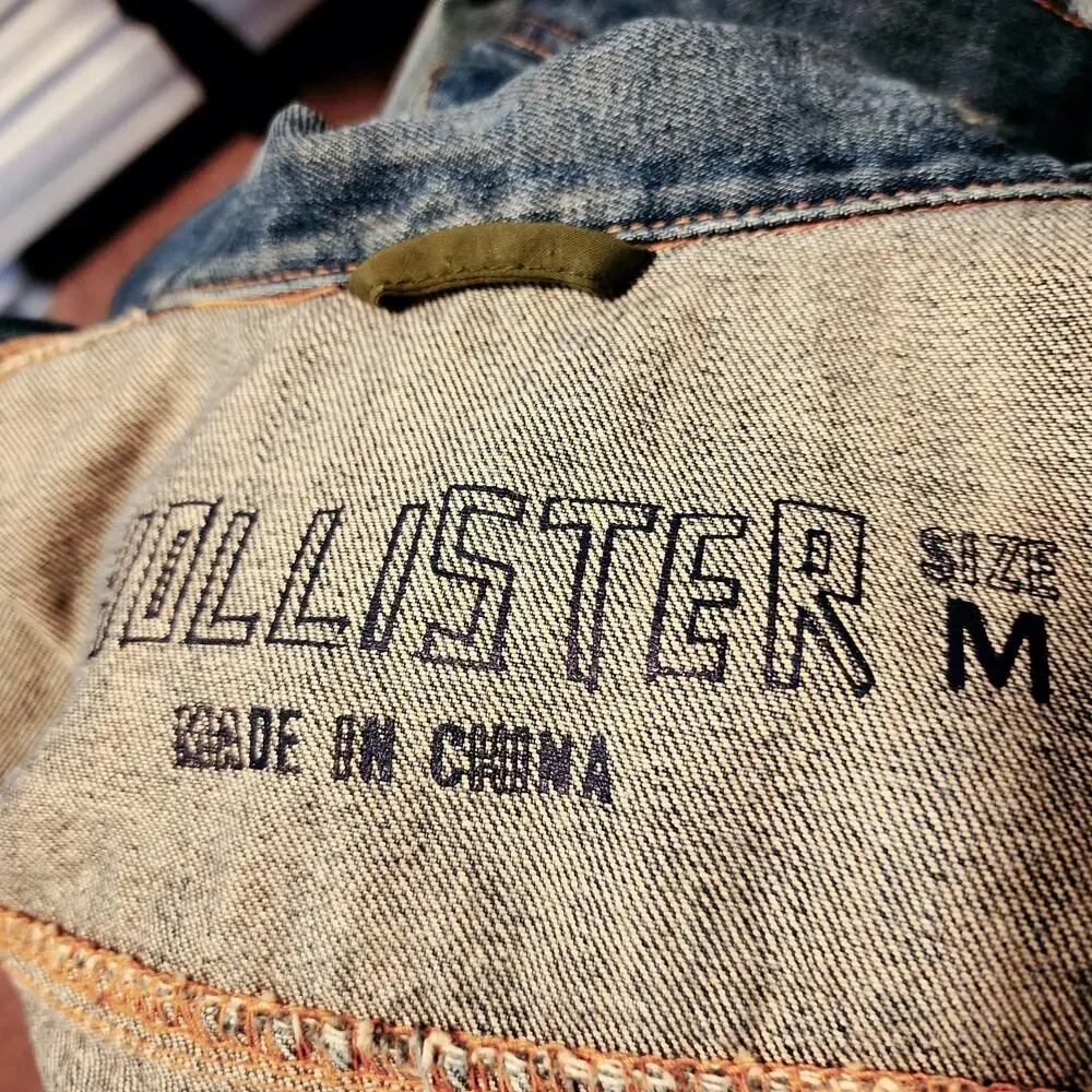 Hollister Cali HCO Skull Crossbones Denim Jean Jacket Medium